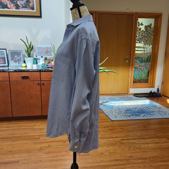 ZEGNA Regular Fit Micro Striped Blue and White Button-down Shirt - Picture 6 of 12